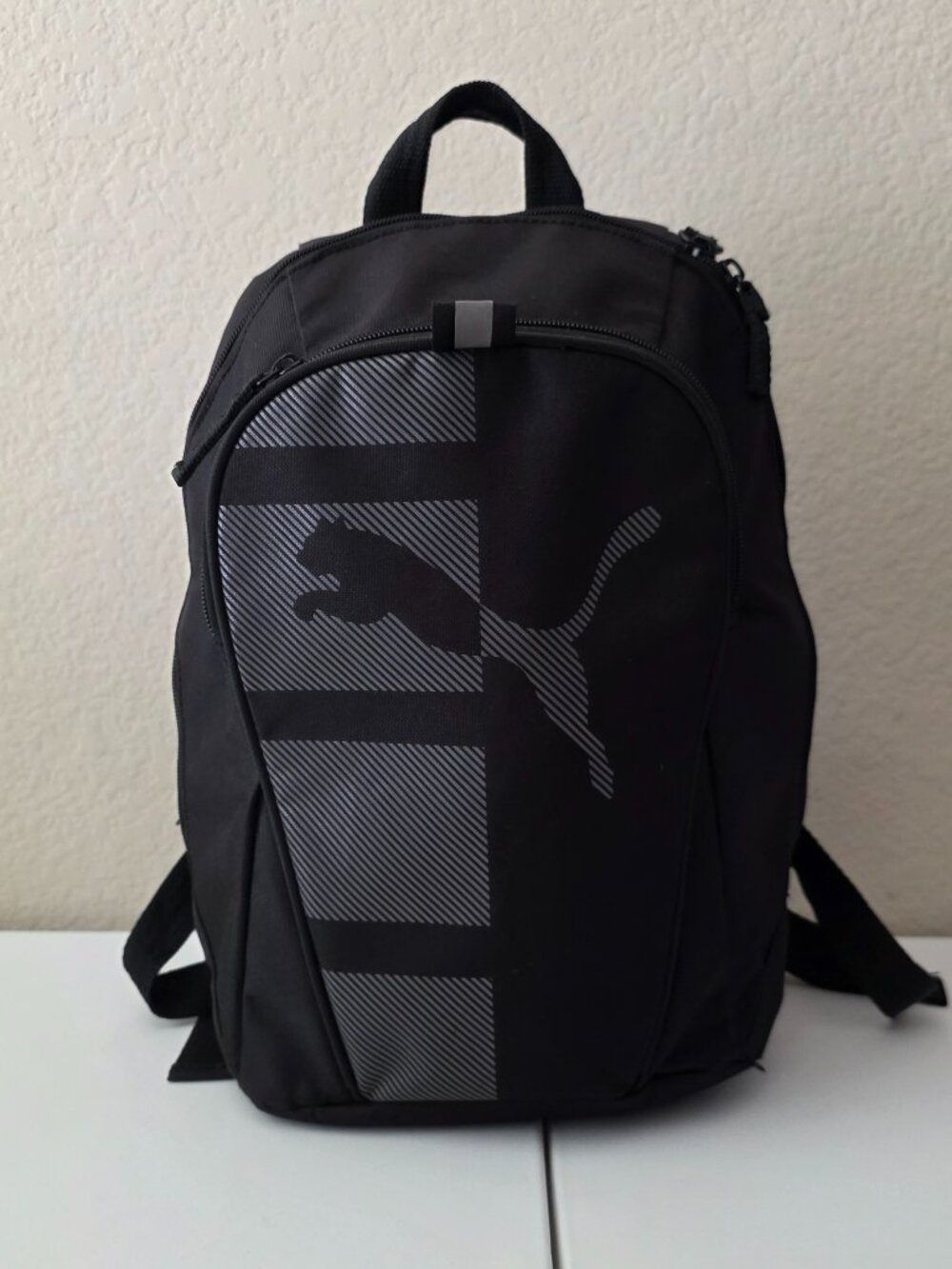Puma Mini 14" Backpack Black Gray Logo Inside Zipper Pocket